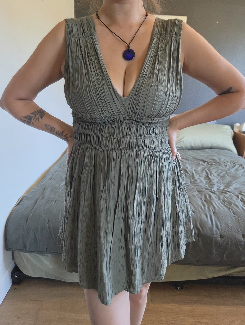Abercrombie & Fitch Olive Green Wearable - Women's Dress